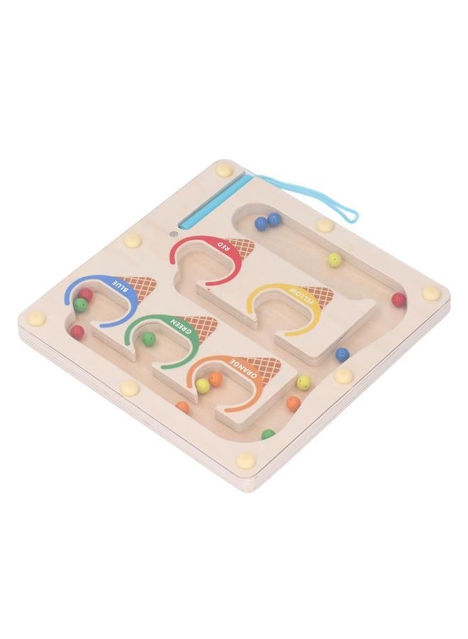 Magnetic Color and Number Maze Wooden Magnet Matching Counting Puzzle Board Educational Children Sorting Toy with Pen Ice Cream - Image 4
