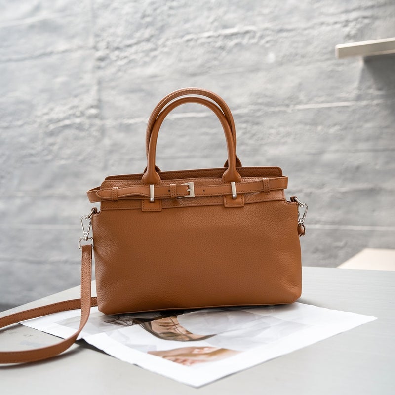 Genuine Leather Large-Capacity Kelly Tote Bag – Women's Crossbody Handbag in Togo Cowhide - Image 1