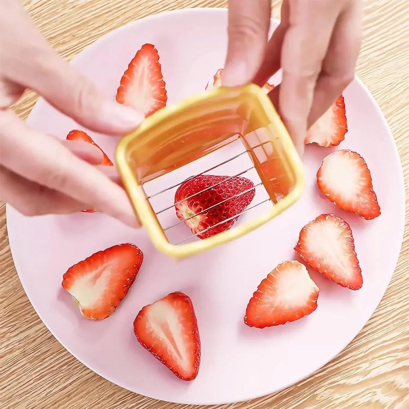 DASZERX ® 3PCS Cup Fruit Slicer Set - Quick & Easy Strawberry, Banana, Egg, Mushroom & Salad Cutter - Portable Kitchen Gadget for Perfect Slices - Speedy & Efficient Slicing for Every Meal - Image 3