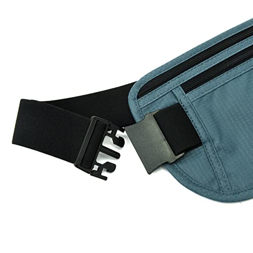 DAITET RFID Blocking Money Belt for Men Women, Slim Fanny Pack for Travel，Running,Conceal Waist Wallet for Passport Holder,Phone,Cash(Black Turquoise) - Image 3