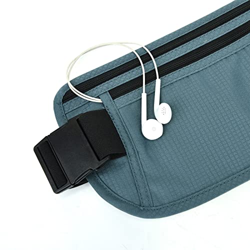 DAITET RFID Blocking Money Belt for Men Women, Slim Fanny Pack for Travel，Running,Conceal Waist Wallet for Passport Holder,Phone,Cash(Black Turquoise) - Image 4