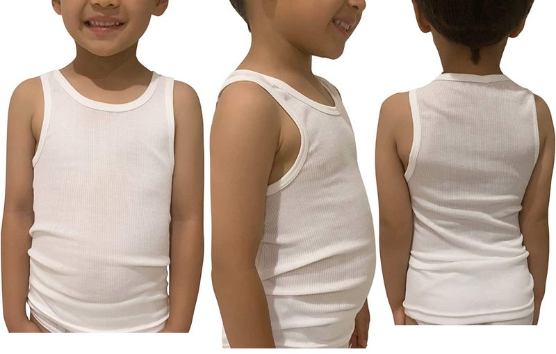 ToBeInStyle Boys Multipack Cotton Blend White Crew Neck Undershirts A-Shirt Tank Top Lightweight Kids Infant Toddler Youth - 3 Pack White - S - Image 2