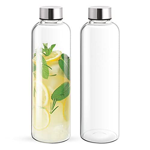 TREO Clarion Glass Water Bottle, 750 ML, Clear, Set of 2 - Image 1