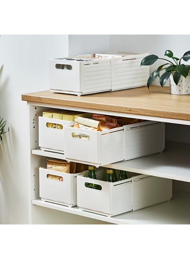 BLOOMING TIME 3 Piece Expandable Pull-Out Storage Basket, Retractable Multifunctional Storage Box, Suitable For Kitchen Pantry, Wardrobe Office Desk, Smooth Sliding Drawer, Space-Saving, Ideal Storage Tool For Home Office - Image 1