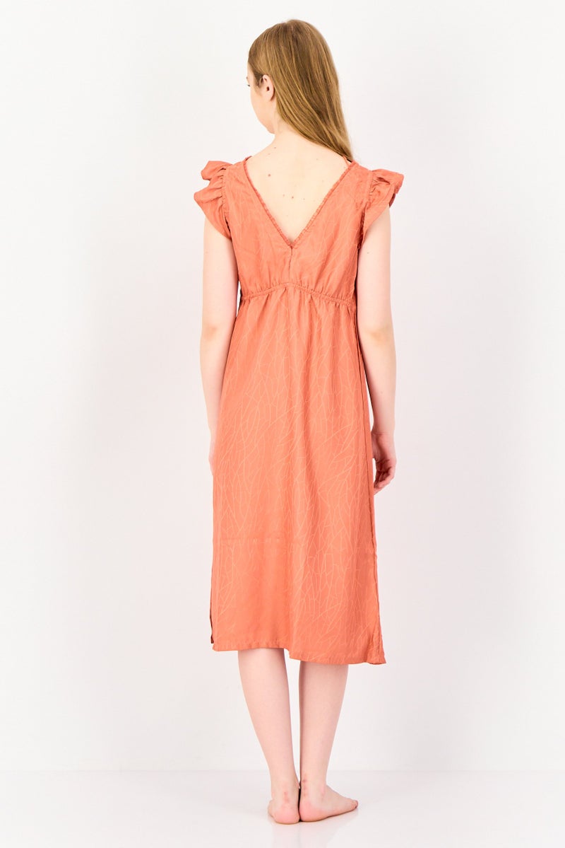 zivame Women Allover Printed Flutter Sleeve Sleeping Dress, Old Rose - Image 4