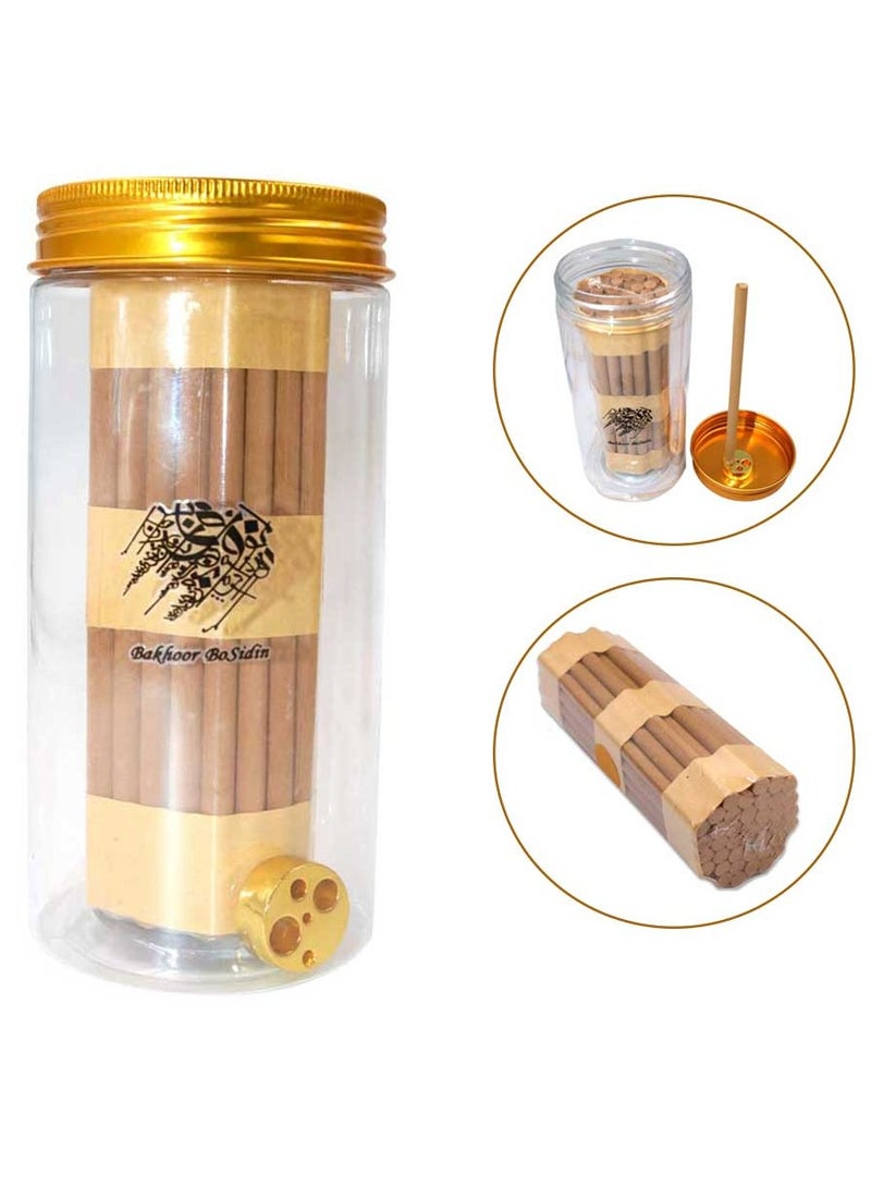 Bakhoor BoSidin Super Oud Camboadian Incense Sticks 6mm Thick Oud Bakhoor 100g with Small Cooper Holder in a Bottle – A93 - Image 1