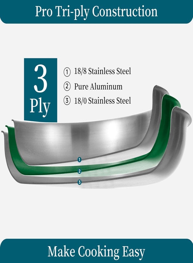 Inqibee طقم أواني طهي من الفولاذ المقاوم للصدأ ثلاثي الطبقات من إنكيبيه، بمقابض قابلة للفصل، طقم أواني ومقالي بمقابض قابلة للإزالة، طقم طهي مناسب للمطابخ التي تعمل بالحث الحراري، للاستخدام المنزلي والتخييم في المركبات الترفيهية، آمن للاستخدام في غسالة الصحون والفرن - Image 2