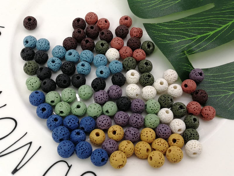 PAMIR TONG 8mm Lava Rock Beads for Jewerly Making Supplies100pcs Natural Gemstone Semi Precious Stones Beads Bulk Essential Oil Diffuser Loose Bead for Bracelet & DIY Crafts & Projects - Image 3