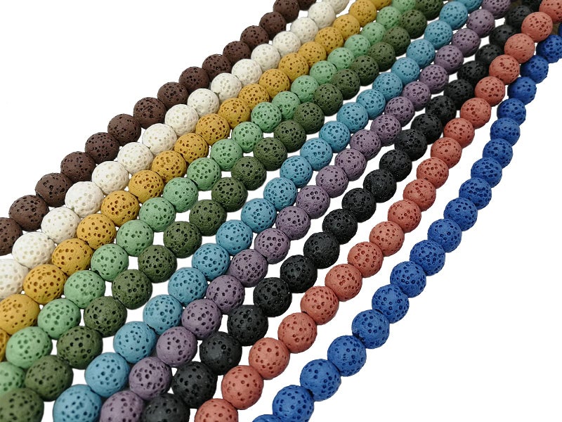 PAMIR TONG 8mm Lava Rock Beads for Jewerly Making Supplies100pcs Natural Gemstone Semi Precious Stones Beads Bulk Essential Oil Diffuser Loose Bead for Bracelet & DIY Crafts & Projects - Image 1