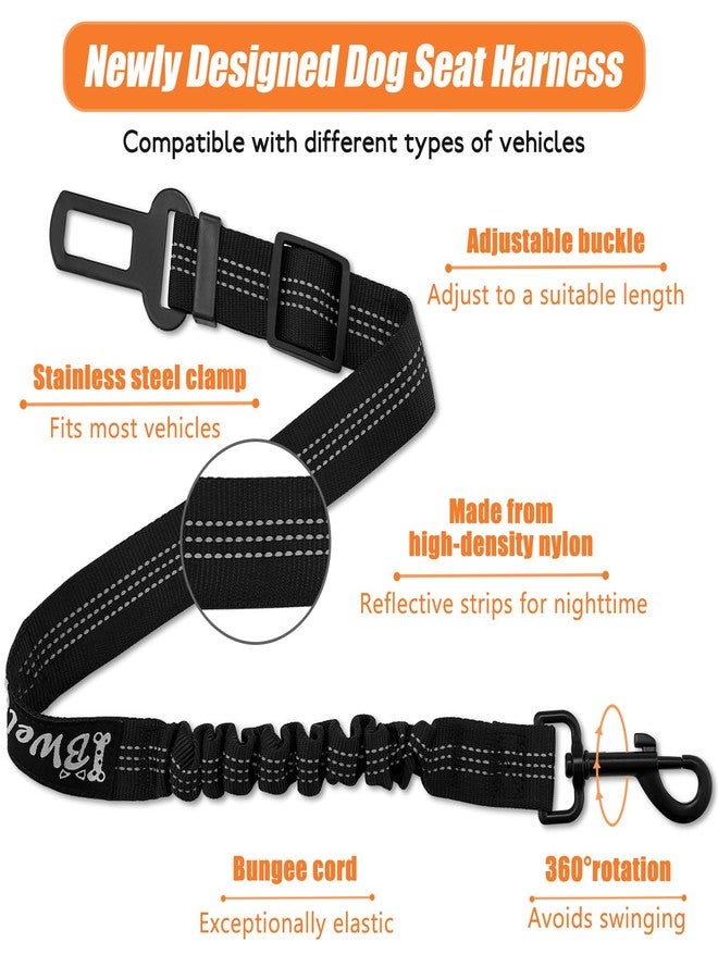 IBWell Dog Seat Belt,3 Piece Set Retractable Dog Car Harness Adjustable Dog Seat Belt for Vehicle Nylon Pet Safety Seat Belts Heavy Duty & Elastic (Black) - Image 3