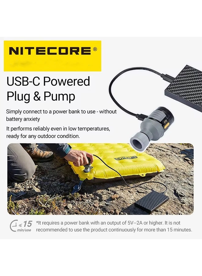 NITECORE AP01 Portable Air Pump 22g 2.8 kPa USB-C Inflation Deflation for Air Bed Pillows Swimming Ring Camping Flame Booster - Image 5