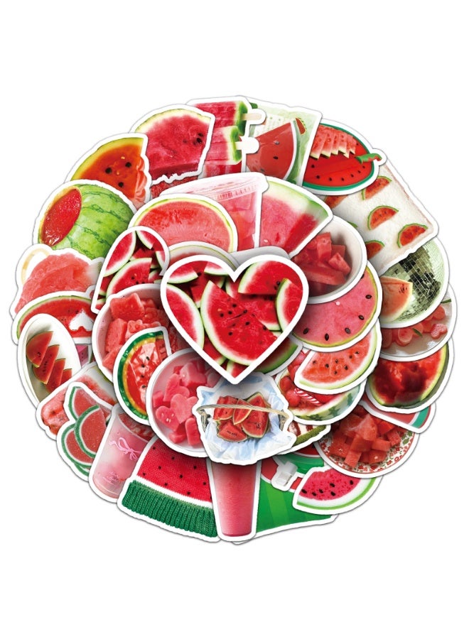 قوس قزح أورينبو ملصقات البطيخ 50 قطعة صغيرة الحجم مقاومة للماء ملصق فاكهة حمراء لطيف لزجاجة المياه والكمبيوتر المحمول ولوح التزلج والسيارة ومصد الهاتف وسجل القصاصات والأمتعة والكمبيوتر ملصقات فينيل مضحكة عصرية للبالغين والأطفال - Image 1