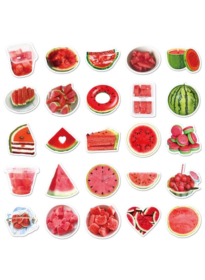 قوس قزح أورينبو ملصقات البطيخ 50 قطعة صغيرة الحجم مقاومة للماء ملصق فاكهة حمراء لطيف لزجاجة المياه والكمبيوتر المحمول ولوح التزلج والسيارة ومصد الهاتف وسجل القصاصات والأمتعة والكمبيوتر ملصقات فينيل مضحكة عصرية للبالغين والأطفال - Image 3
