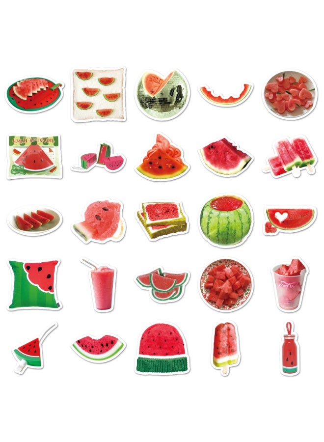 قوس قزح أورينبو ملصقات البطيخ 50 قطعة صغيرة الحجم مقاومة للماء ملصق فاكهة حمراء لطيف لزجاجة المياه والكمبيوتر المحمول ولوح التزلج والسيارة ومصد الهاتف وسجل القصاصات والأمتعة والكمبيوتر ملصقات فينيل مضحكة عصرية للبالغين والأطفال - Image 2