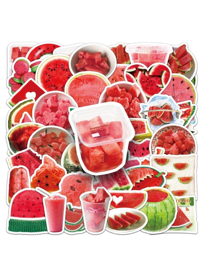 قوس قزح أورينبو ملصقات البطيخ 50 قطعة صغيرة الحجم مقاومة للماء ملصق فاكهة حمراء لطيف لزجاجة المياه والكمبيوتر المحمول ولوح التزلج والسيارة ومصد الهاتف وسجل القصاصات والأمتعة والكمبيوتر ملصقات فينيل مضحكة عصرية للبالغين والأطفال - Image 4