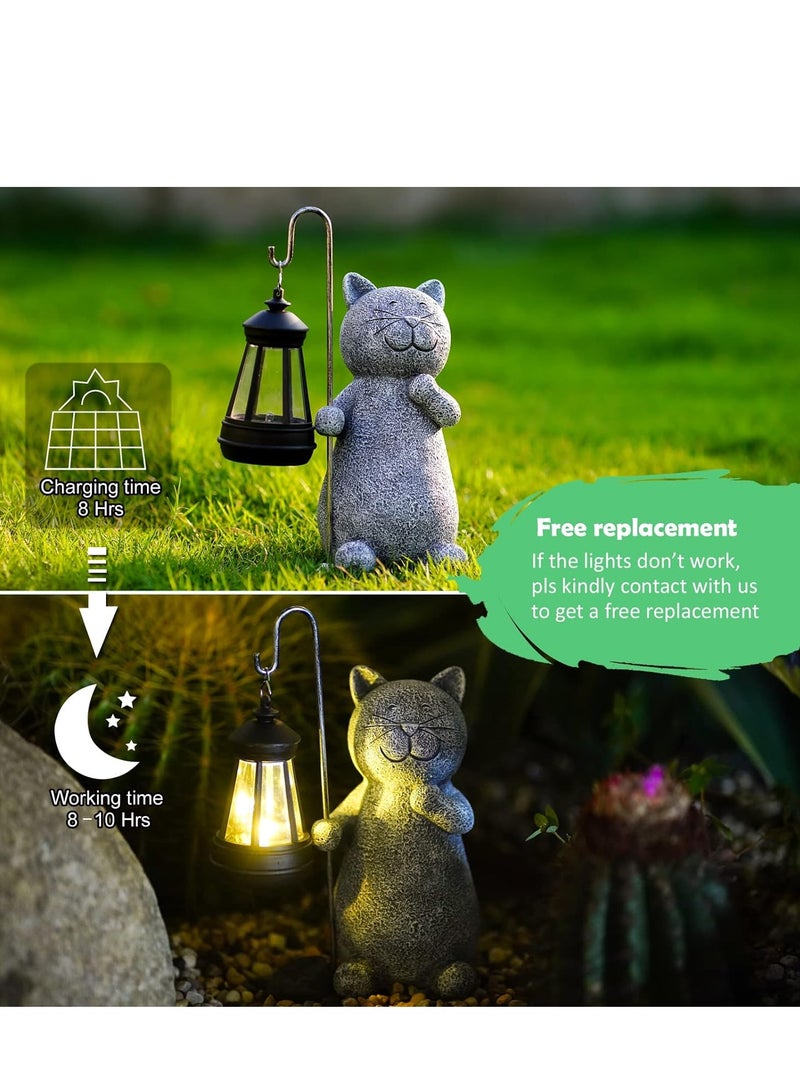 كاست ويف Solar Garden Light, Statue Cat Figurine Light with Solar Lantern for Garden, Waterproof Solar Statue Cat Light for Patio, Balcony, Yard, Perfect Housewarming Gift for Family, 1 Pcs - Image 4