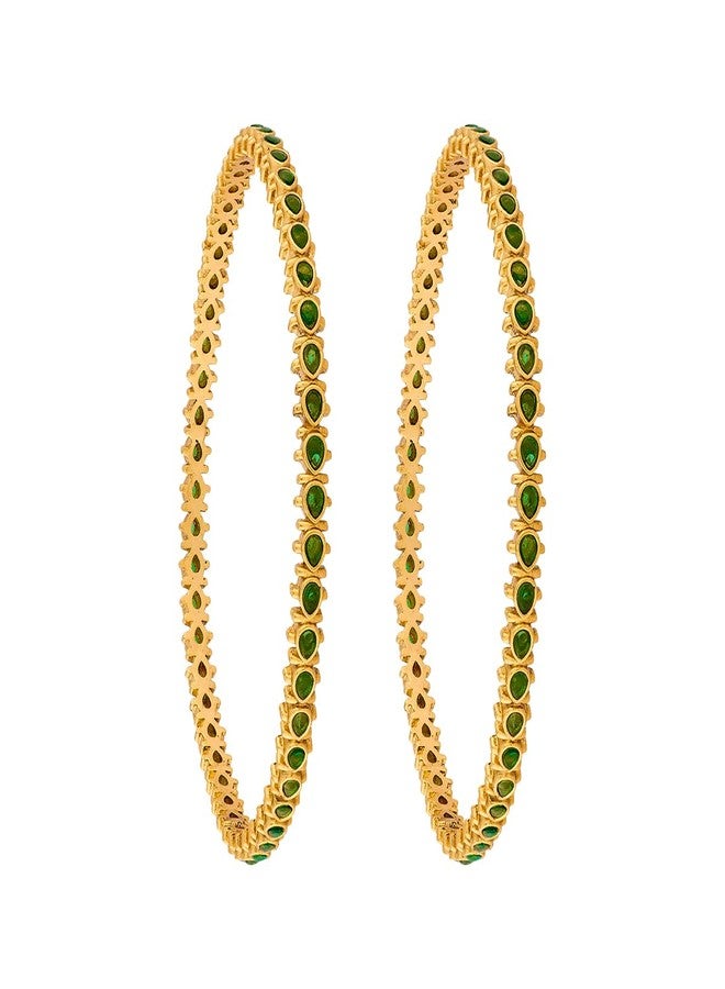 KUSHAL'S Fashion Jewellery Green Gold Polished Copper Antique Bangles, Best for Festive & Special Occasion - 445109 - Image 1