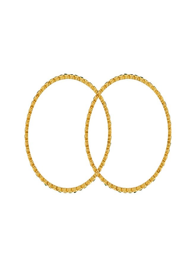 KUSHAL'S Fashion Jewellery Green Gold Polished Copper Antique Bangles, Best for Festive & Special Occasion - 445109 - Image 3