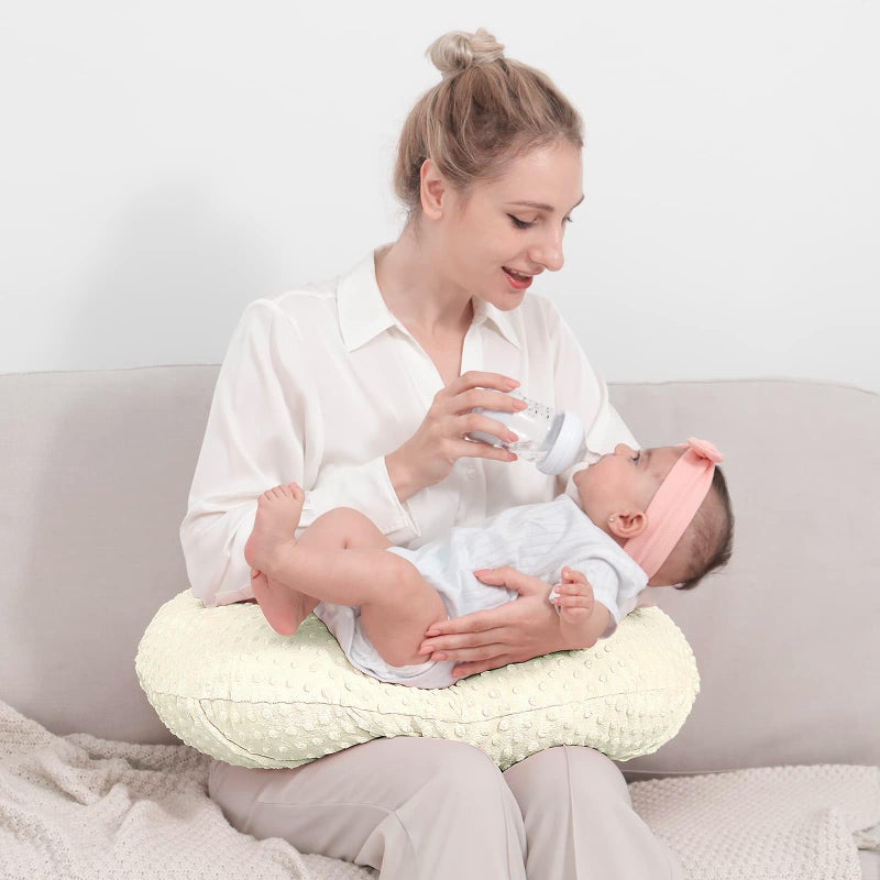 QUENESS Nursing Pillow and Positioner, Breastfeeding, Bottle Feeding, Baby Sitting Support with Removable Ultra Soft Cover, Tummy Time Support for Baby Boys and Girls (Tender Yellow) - Image 2