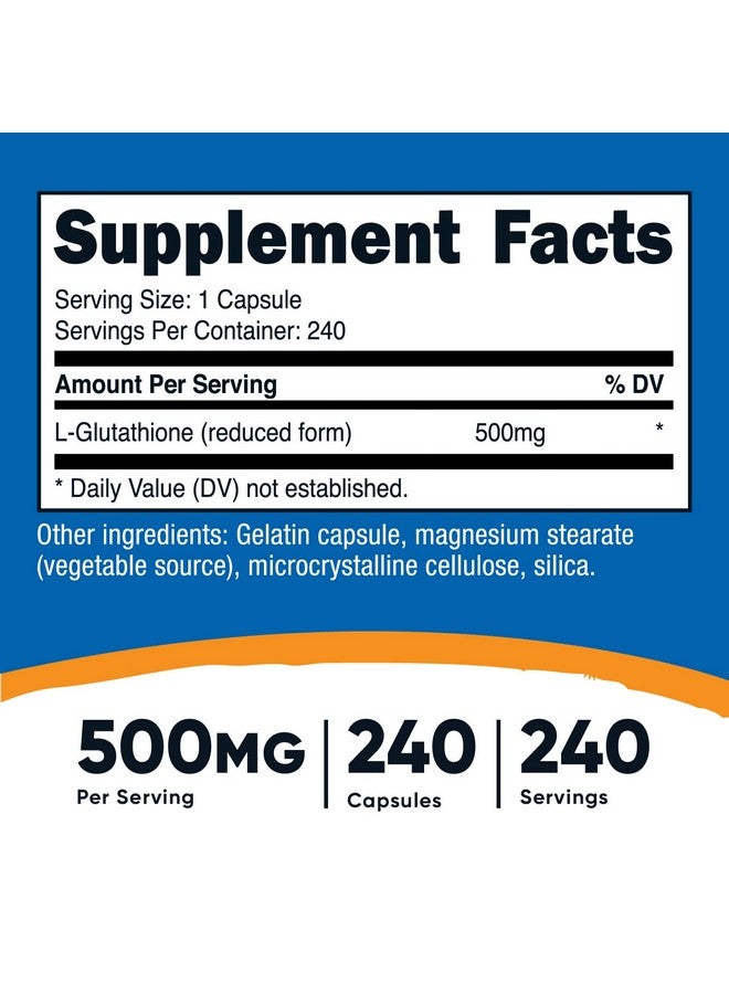 كبسولات نيوتريكوست جلوتاثيون ٥٠٠ مجم، ٢٤٠ كبسولة - خالية من الغلوتين، غير معدلة وراثيًا - Image 2