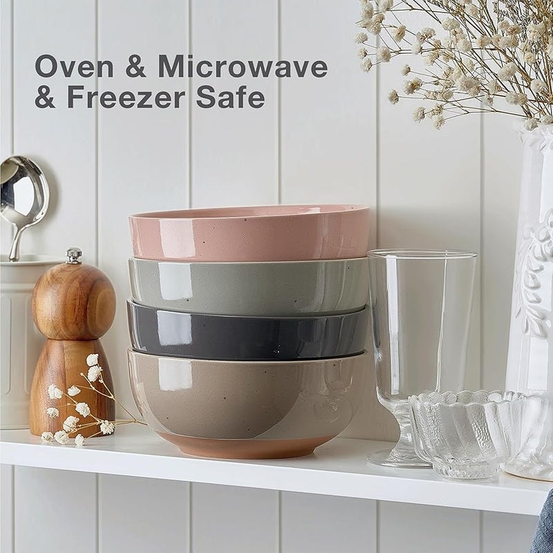 Gencywe Morandi Color Large Ceramic Bowls Set of 4, 30 Ounce Cereal, Soup, Salad, Oatmeal, Serving Bowls - Dishwasher & Microwave Safe - Image 3