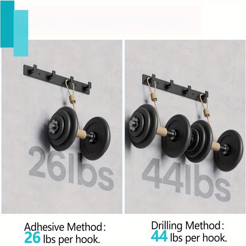 Black Wall Mounted Bathroom Organizer 4 Hook Shelf Towel Coat Hooks Home Hotel Spa - Image 5