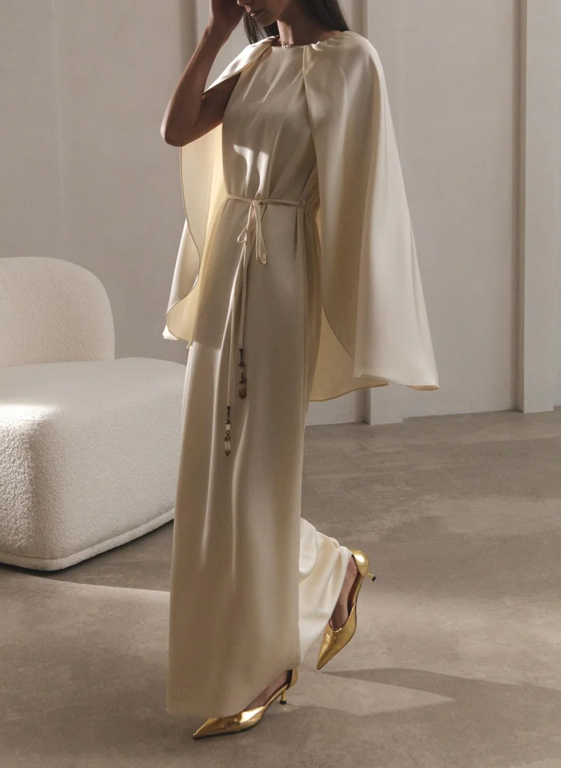 Lichi Maxi dress with matching cape