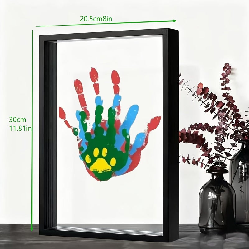 Black Family Handprint Frame Kit With 4 Slots And Paint Set Black Frame Home Decor - Image 2