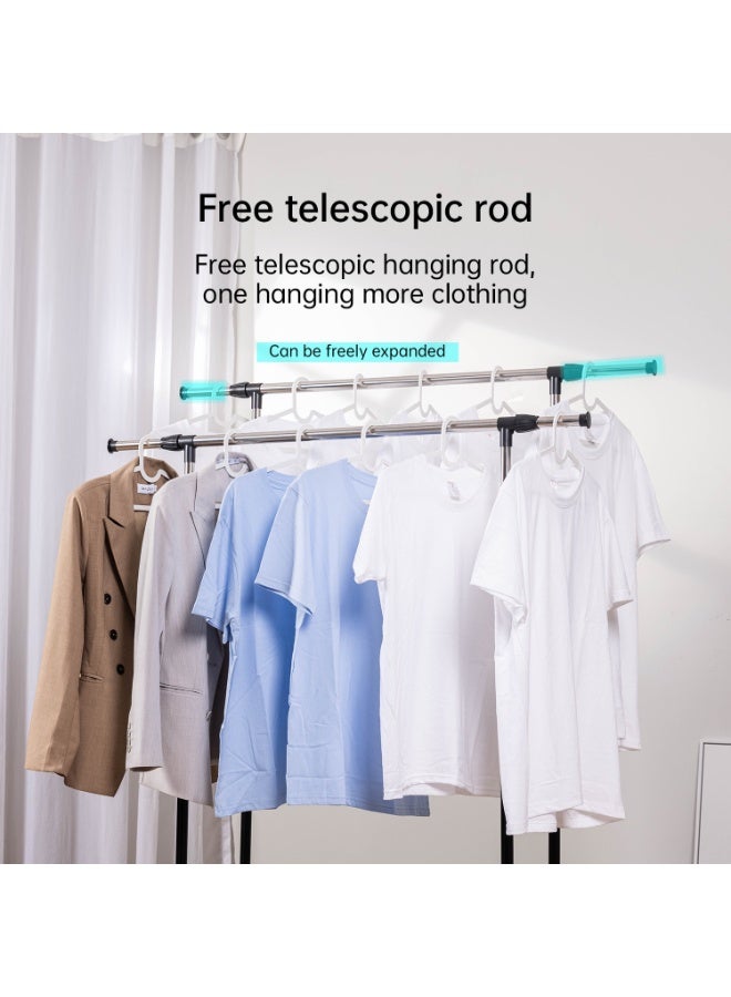 Deli VUSIGN Adjustable Double Rod Clothing Rack - 160cm Stainless Steel Garment Rail with 360° Wheels & Telescopic Rods, Heavy-Duty for Home/Shop - Image 3