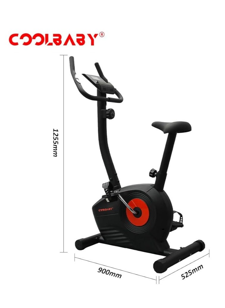 Cool Baby Style COOLBABY Home Fitness Exercise Bike with 8 Levels Adjustable Magnetic Resistance,Indoor Upright Bike for Cardio Workout  - Image 2