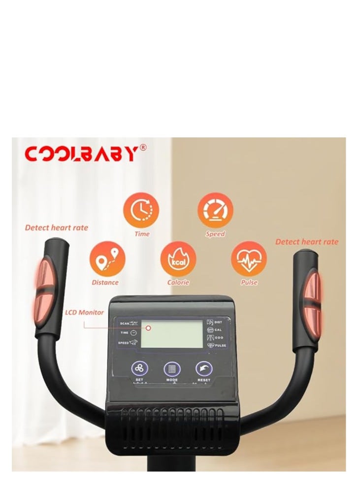 Cool Baby Style COOLBABY Home Fitness Exercise Bike with 8 Levels Adjustable Magnetic Resistance,Indoor Upright Bike for Cardio Workout  - Image 3