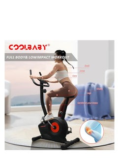 Cool Baby Style COOLBABY Home Fitness Exercise Bike with 8 Levels Adjustable Magnetic Resistance,Indoor Upright Bike for Cardio Workout  - Image 4