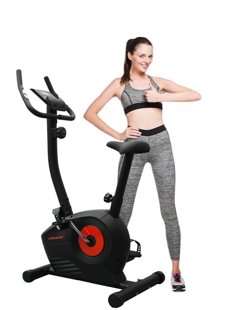 Cool Baby Style COOLBABY Home Fitness Exercise Bike with 8 Levels Adjustable Magnetic Resistance,Indoor Upright Bike for Cardio Workout  - Image 1