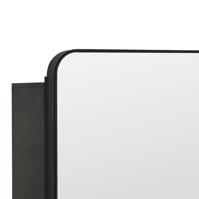 IDYLLOR Black Bathroom Medicine Cabinet with Round Corner Framed Door and Beveled Edge Mirror 22 x 20 inch, Recessed or Surface Mount, with Adjustable Glass Shelves - Image 4