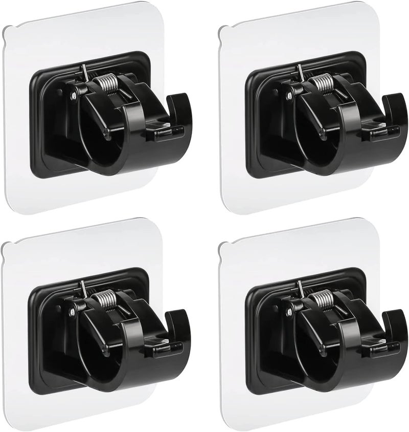 QXORE No Drill Curtain Rod Brackets No Drilling Self Adhesive Curtain Rod Holder Hooks Nail Free Adjustable Curtain Rod Hooks Curtain Hangers for Bathroom Kitchen Home Bathroom and Hotel - Image 3