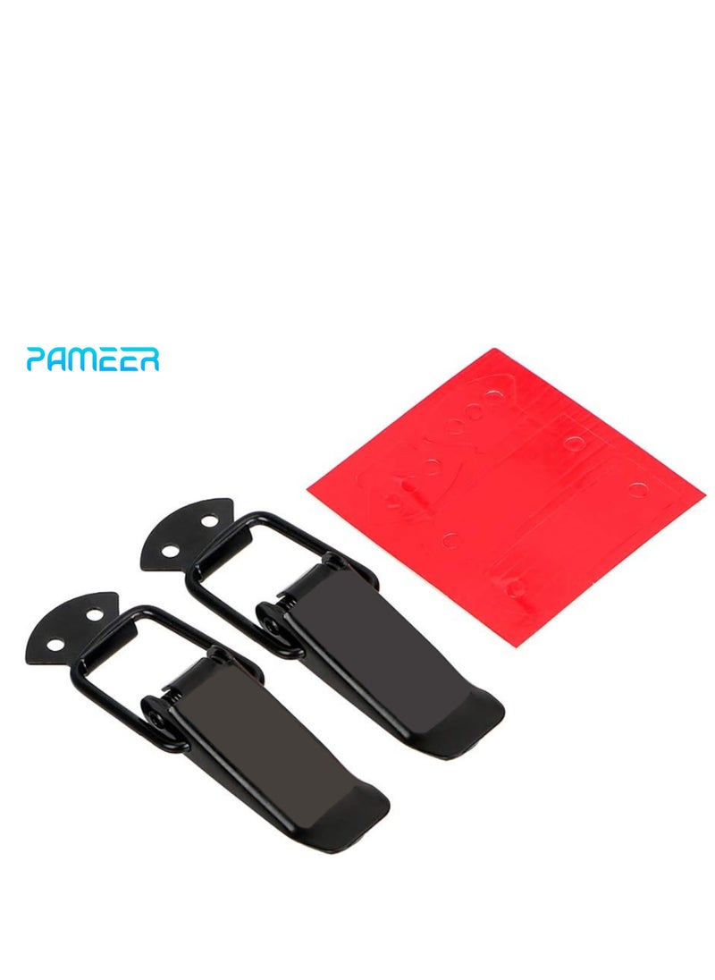 PAMEER 2-Pcs Car Bumper Security Hook Lock Clips Kit, Universal Car Gadget Security Quick Release Fixed Buckle, Stainless Steel Holder Front Rear Bumper Fasteners for Car, Fenders, Trunk and Hatch Lids. 