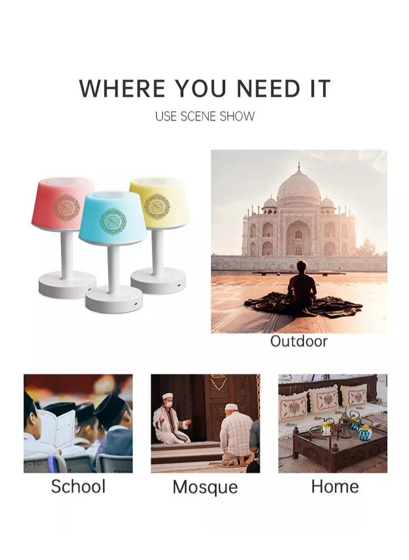 Equantu - SQ-917 Desk Lamp Azan Clock Qur'an Speaker, With 7 Changeable Colorful Lights, Touch/Remote/Bluetooth/Phone Application Control - Image 1