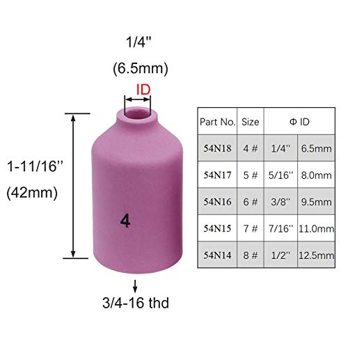 GZTIGWELD 10pcs TIG Gas Lens Ceramic Cups Kit 54N14 54N15 54N16 54N17 54N18 45678 For TIG welding Torch 17 18 26 Purple - Image 3