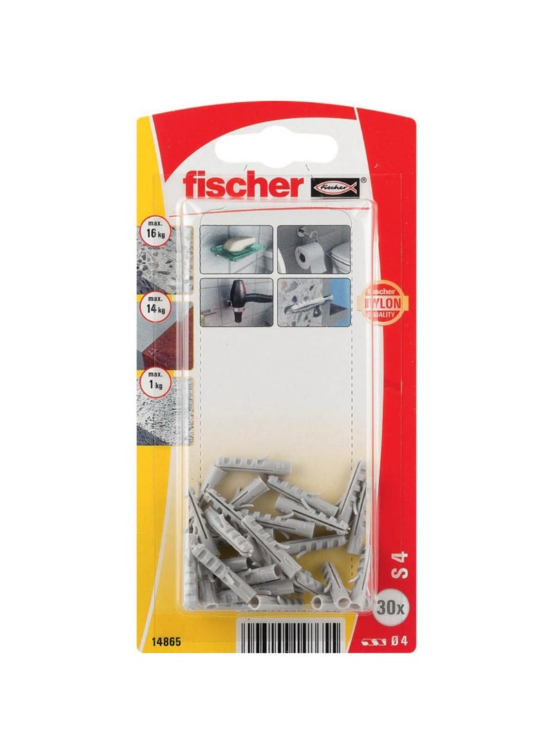 Fischer Expansion Plug S4 30Pcs Blister S-4 KP 14865