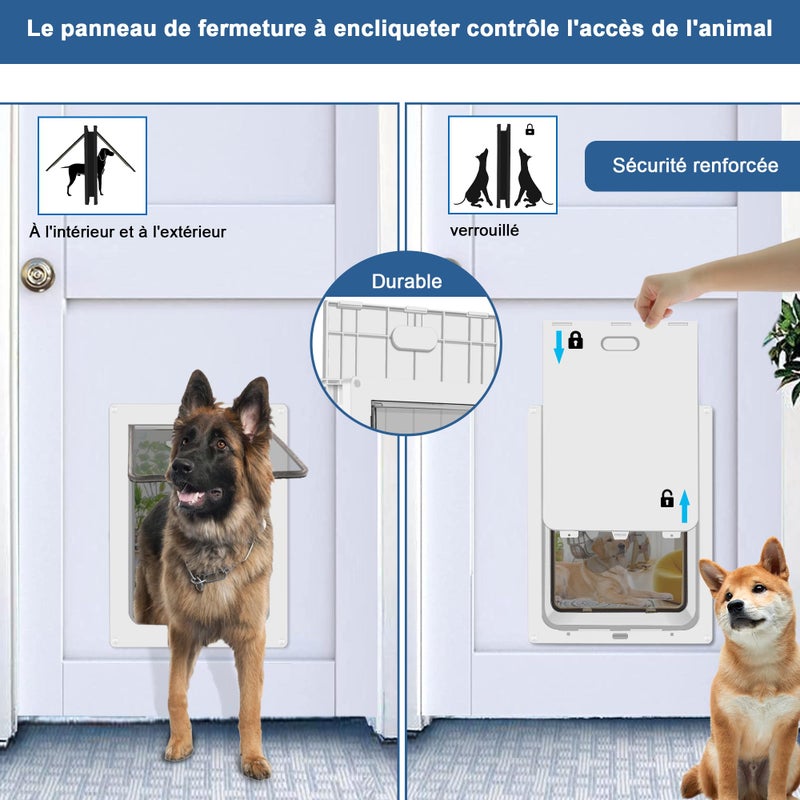CEESC Dog Door for Pets Up to 45 lb, Weatherproof Pet Door for Cats and Dogs, Durable, Snap-in Closing Panel Included, Suitable for Interior and Exterior Doors(Medium White) - Image 4