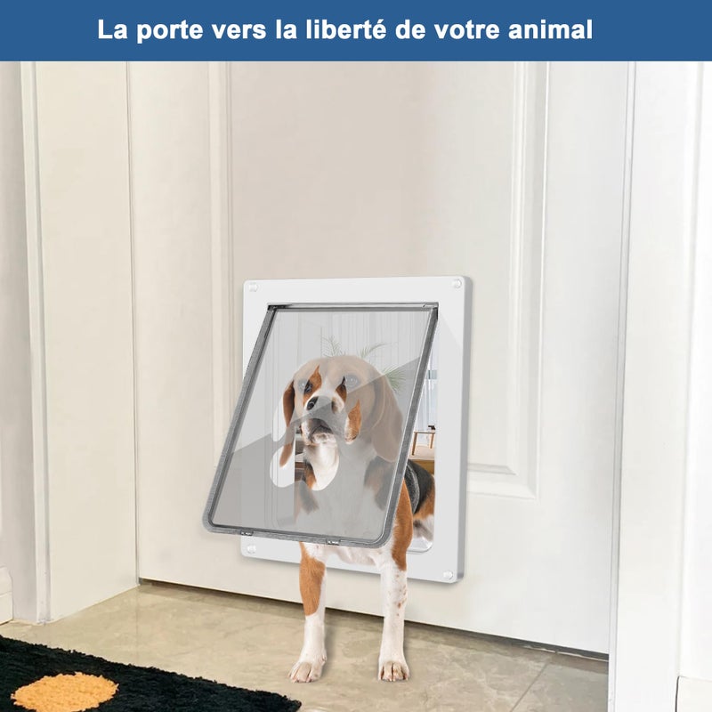 CEESC Dog Door for Pets Up to 45 lb, Weatherproof Pet Door for Cats and Dogs, Durable, Snap-in Closing Panel Included, Suitable for Interior and Exterior Doors(Medium White) - Image 3