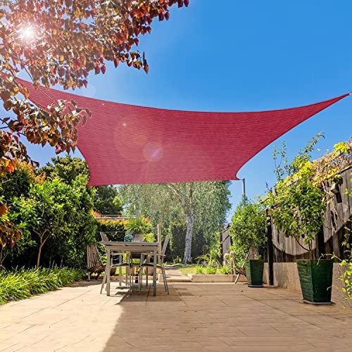 INFRANGE 10' x 10' Rectangle Sun Shade Sails Canopy UV Block for Patio Deck Pergola Yard Lawn Outdoor Activities (Red) - Image 2