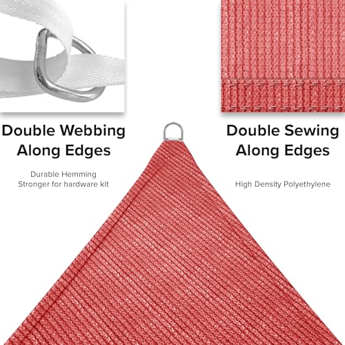 INFRANGE 10' x 10' Rectangle Sun Shade Sails Canopy UV Block for Patio Deck Pergola Yard Lawn Outdoor Activities (Red) - Image 4