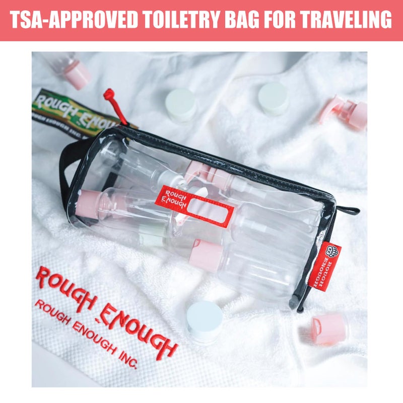 RE ROUGH ENOUGH Rough Enough TSA Approved Clear Toiletry Bag for Women Travel Leakproof Makeup Organizer Cosmetic Case with handle - Image 4