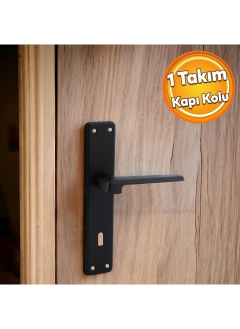 Panama Matte Black Flat Wooden PVC Door Handle Right and Left Suitable Front Back Without Rosette Without Barrel Room 1 Set