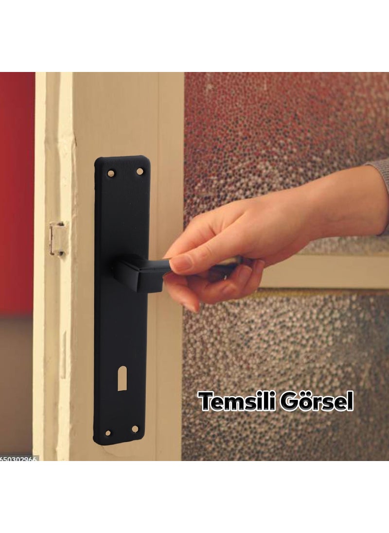 Badem10 - Panama Matte Black Flat Wooden PVC Door Handle Right and Left Suitable Front Back Without Rosette Without Barrel Room 1 Set - Image 1