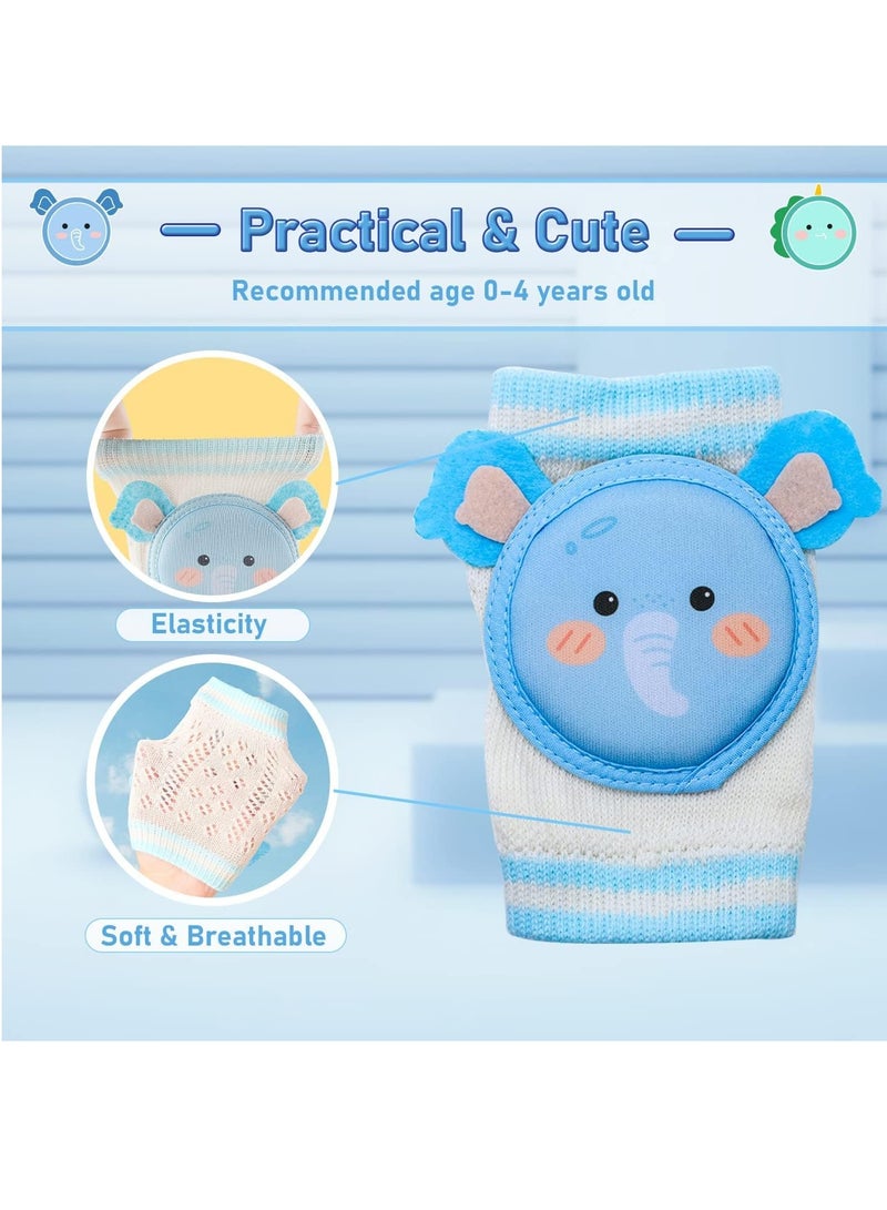 RATSAW 2 Pairs Baby Knee Pads for Crawling, Baby Breathable Crawling Knee Pads with Sponge Pad, Baby Knee Protectors, Anti-Slip Knee Pads, Knee Pads for Unisex Babies Elephant and Dinosaur - Image 3