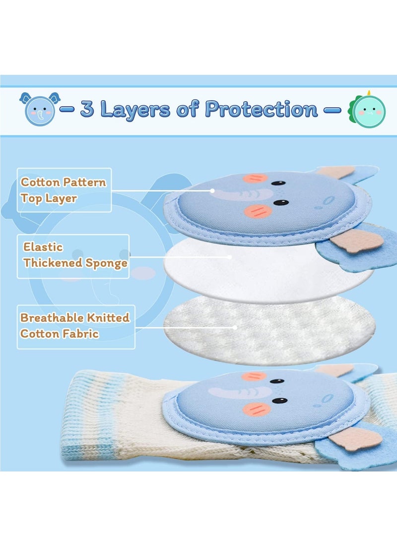 RATSAW 2 Pairs Baby Knee Pads for Crawling, Baby Breathable Crawling Knee Pads with Sponge Pad, Baby Knee Protectors, Anti-Slip Knee Pads, Knee Pads for Unisex Babies Elephant and Dinosaur - Image 5