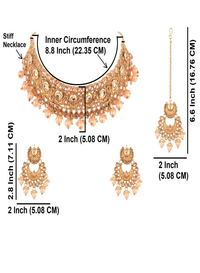 Efulgenz Indian Wedding Bridal Sets Traditional Faux Kundan Crystal Stone Necklace Chaandbali Earrings with Maang Tikka Bollywood Indian Jewelry for Women - Image 5