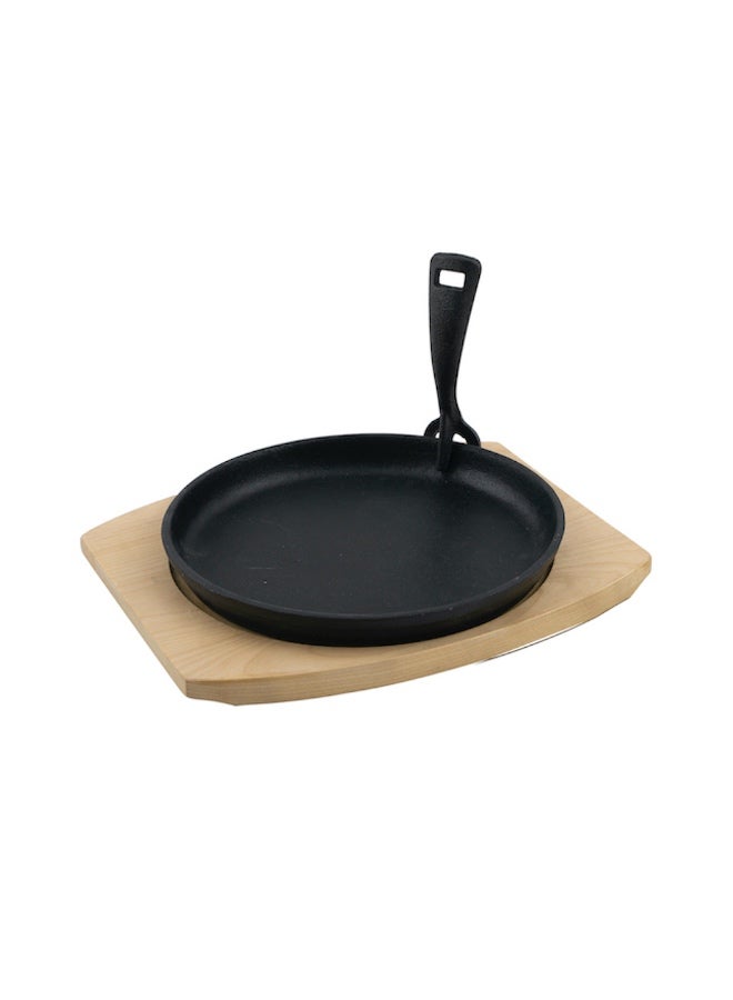 barbecook مقلاة شواء من الحديد الزهر من باربيكوك مع قاعدة من الخيزران - Image 1